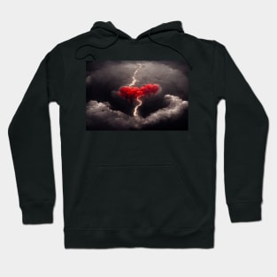 Red Broken Heart in the Clouds /  Broken Hearts Unwind Designs Hoodie